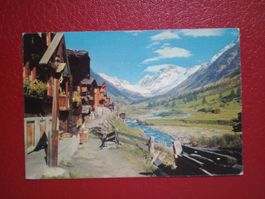 Blatten Lötschental Dorfpartie AK Kleinformat 1960
