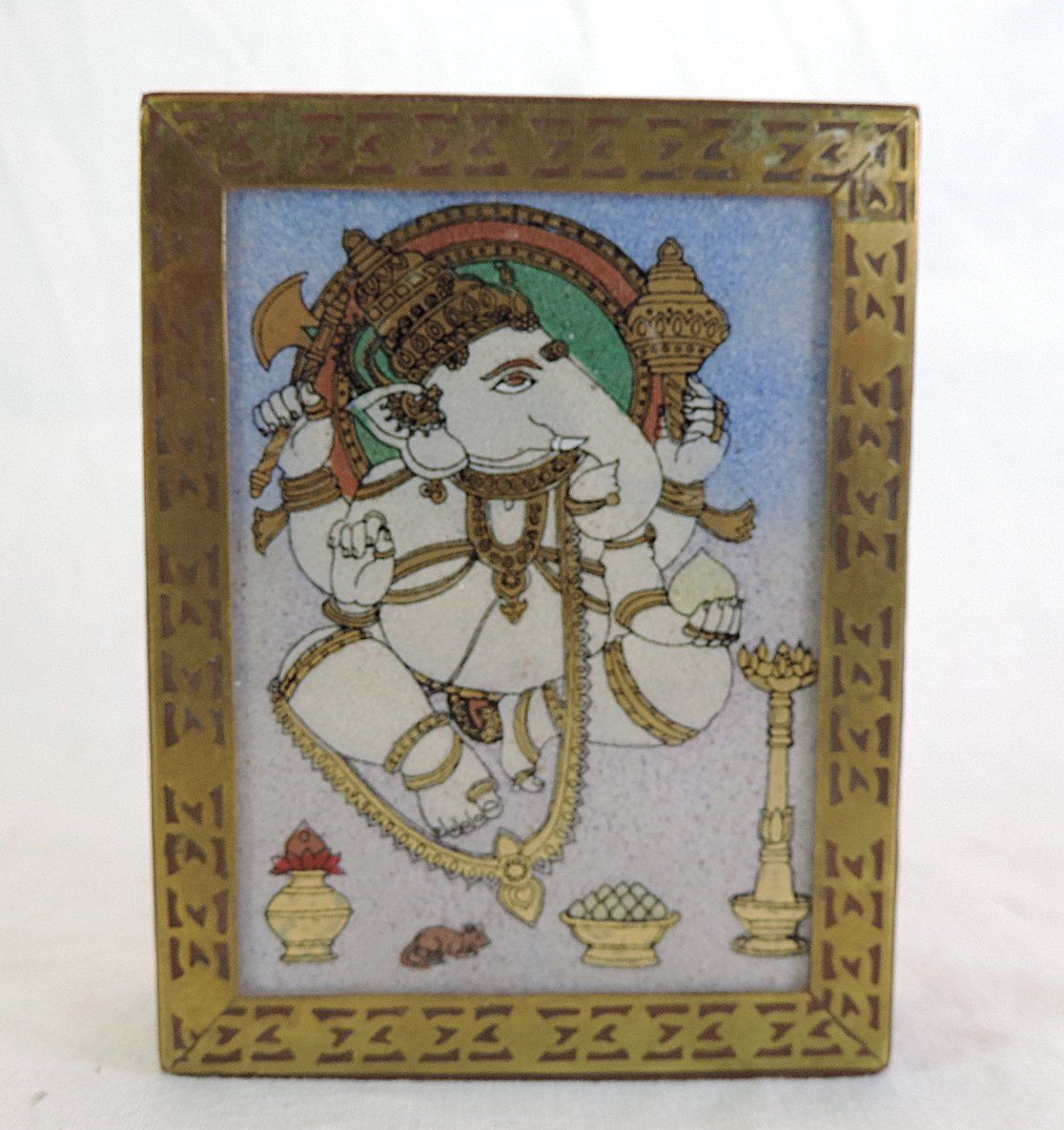 Portagioie: Holzschatulle mit Edelsteinbild Ganesha – Usato da Duggingen venduto da doogbua