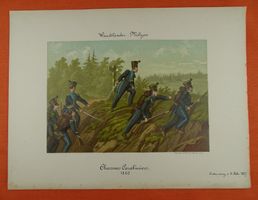 WAADTLÄNDER MILIZEN LITHOGRAPHIE UM 1890