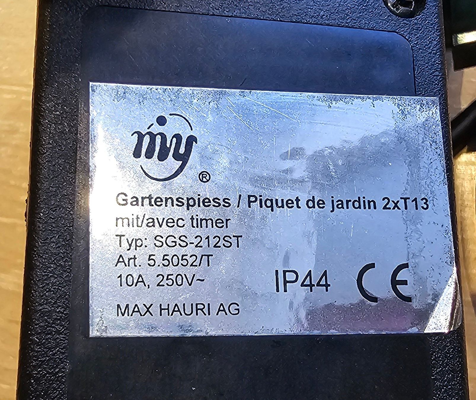 Stecker: Max Hauri Gartenspiess mit Timer 2xT13 Typ SGS-212ST IP44 – Gebraucht aus Birsfelden von missnamrit 2