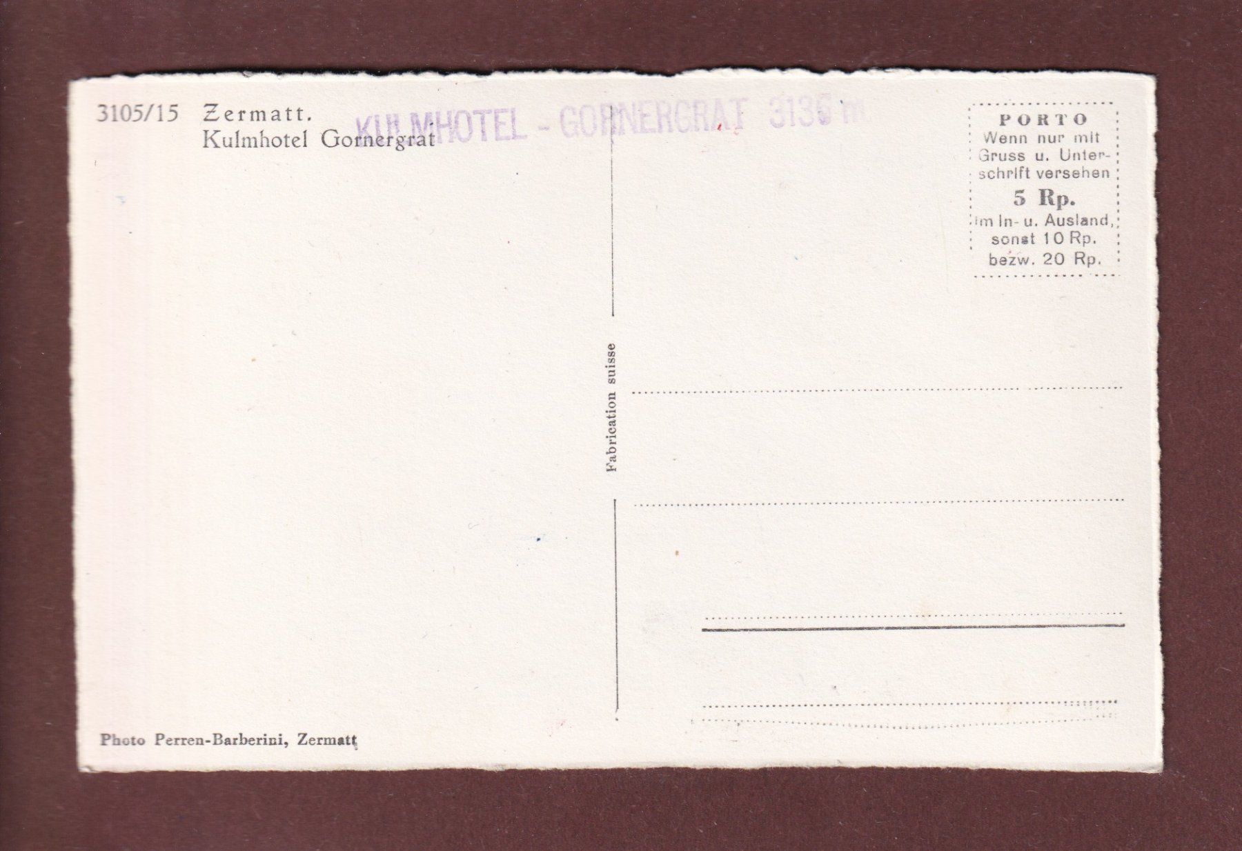Cartoline postali: GORNERGRAT - Hotel – Usato da Pully venduto da nicecards 1
