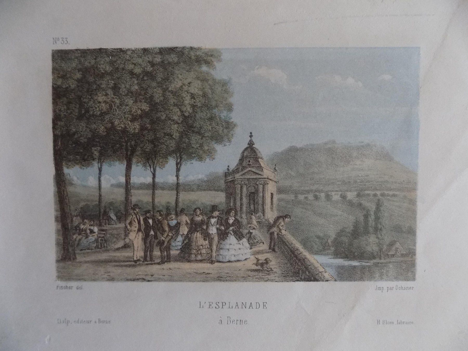 Incisioni: Bern Esplanade getönte Lithographie – Usato da Risch venduto da Antikfee 1