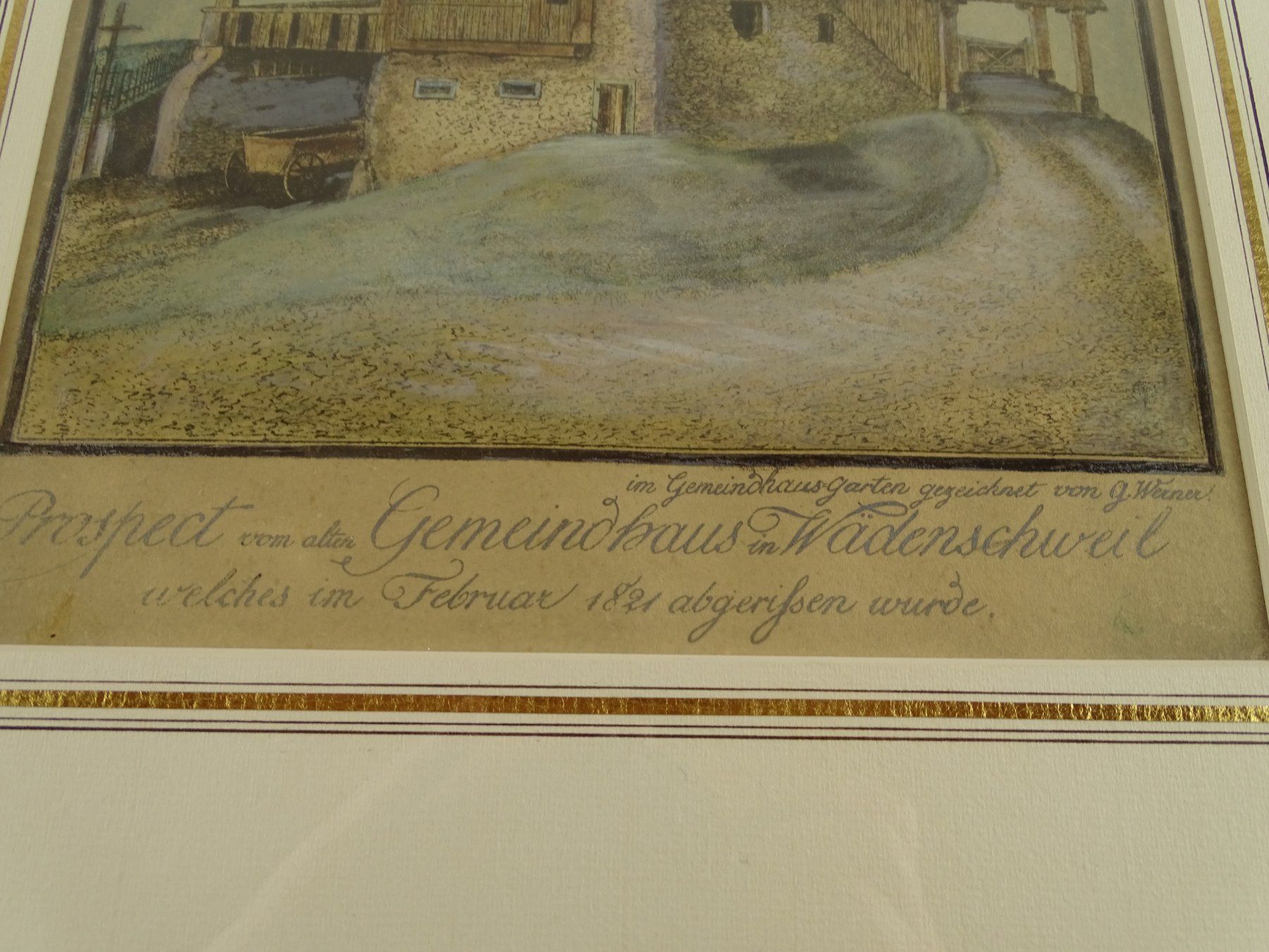 Incisioni: WÄDENSWIL, GEMEINDEHAUS, LITHOGRAPHIE UM 1830 – Usato da Grüningen venduto da Kartensammler 3