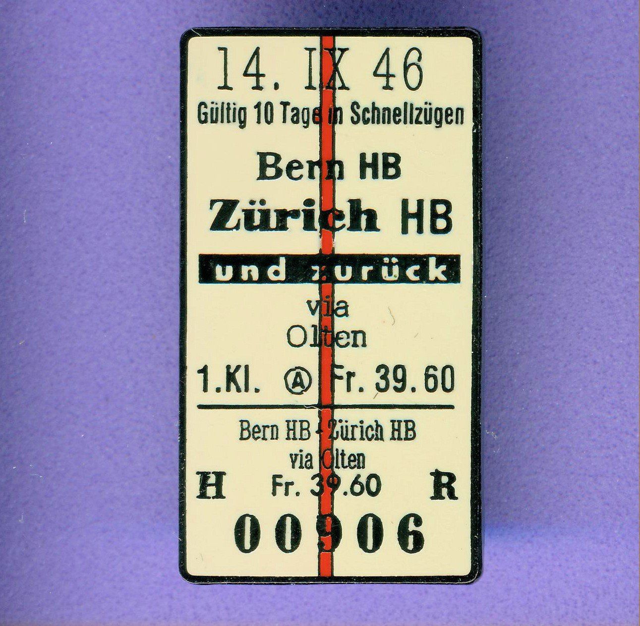 Plaketten & Abzeichen: Billett  Zürich - Bern – Gebraucht aus Winterthur von Sammleroase