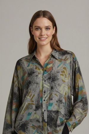 SHIRT COMPANY Abstraktes Geometrisches Button-Down-Hemd –