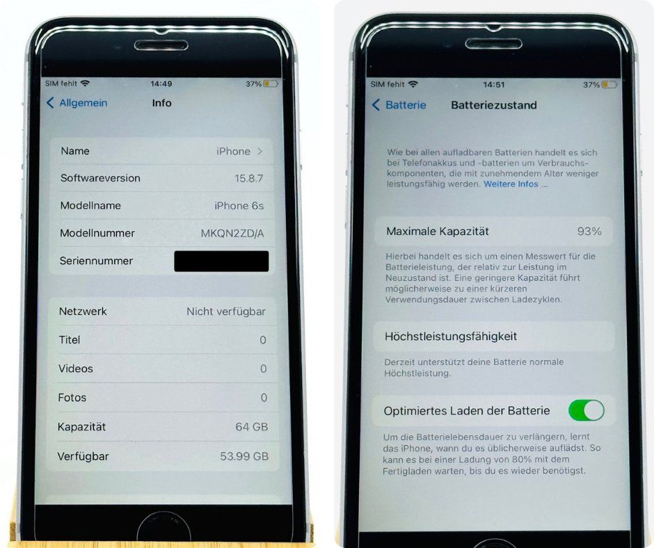 Apple Handys / Smartphones: Apple iPhone 6S | 64 GB | Space Gray | Batterie 93% – Gebraucht aus Soyhières von Spartan117 6