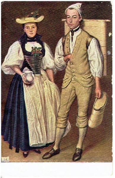 Cartoline postali: Schweizer Landestrachten, 1924 – Usato da Flims - Dorf venduto da Stagediver