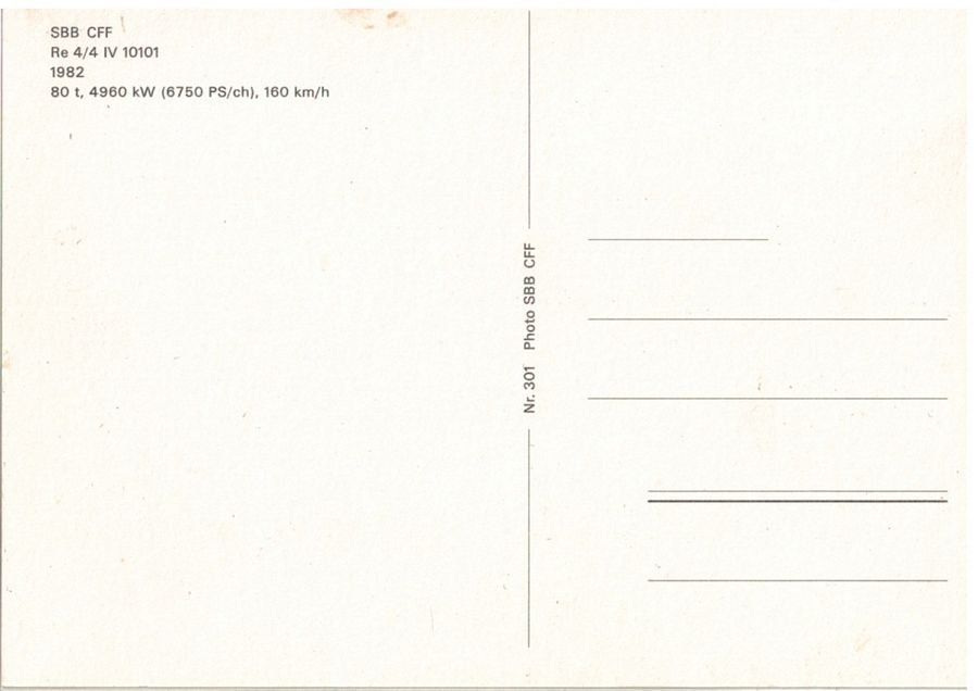 Cartoline postali: SBB Lok Re 4/4 IV 10101 – Usato da Frauenfeld venduto da POML 1