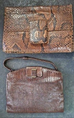 4 antike Leder Taschen/ Schlange , Reptil/Kroko