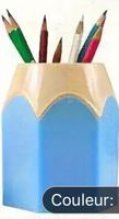 Pot à crayons original forme crayon bleu