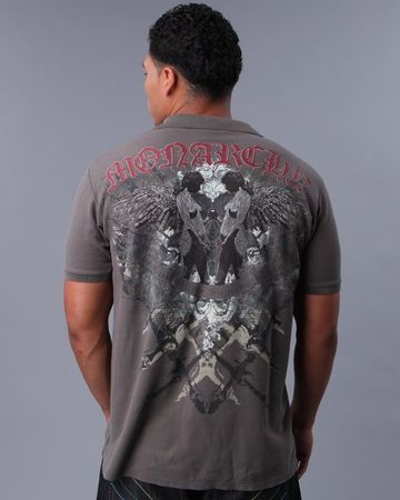 Monarchy Polo-Shirt Grösse S Design Dead Angels grau