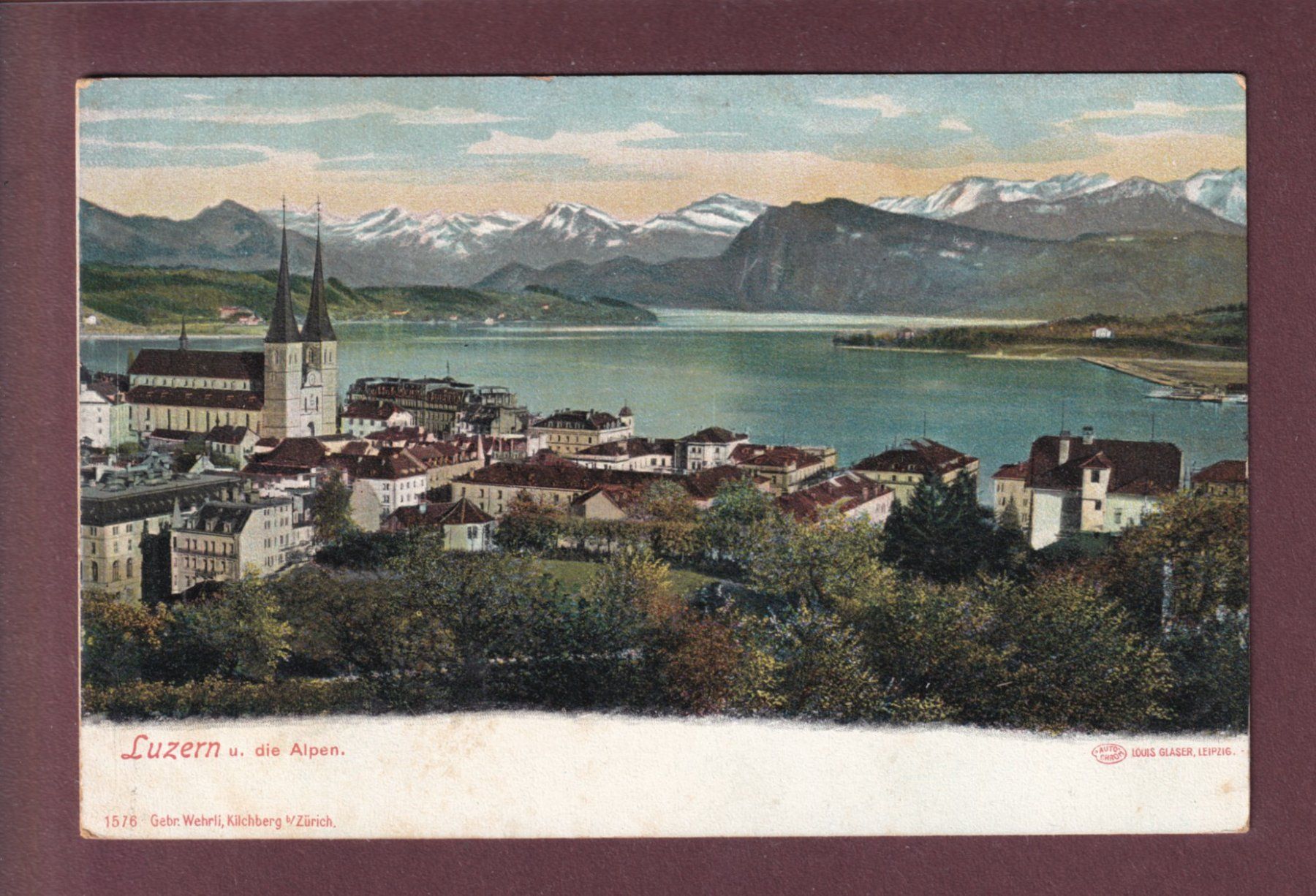 Ansichtskarten: LUZERN - Hofkirche - Alpen – Gebraucht aus Pully von nicecards