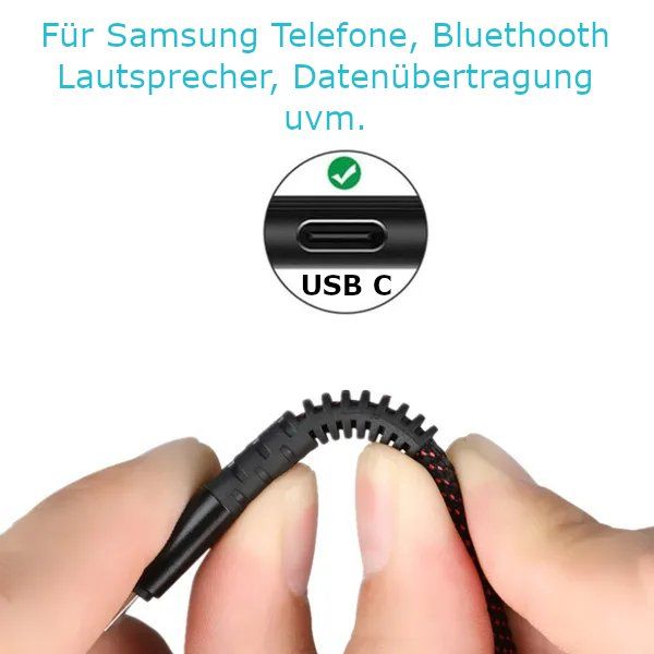 Cavi: 1m USB C Kabel Handy Ladekabel gesleevt Schnelladen – Nuovo e nell'imballaggio originale da Hundwil venduto da Mr.Wong 1