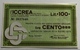 Italien 100 Lire Scheck 1977 XF