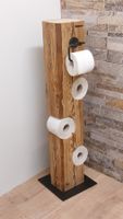 WC-Rollenhalter aus einem Altholzbalken mit Rollenhalter