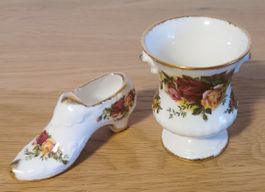 Royal Albert "Old Country Roses" Vase und Schuh🌹Vintage!