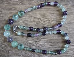 NEU: Fluorit Kette Collier Fluoritkette Edelstein Schmuck