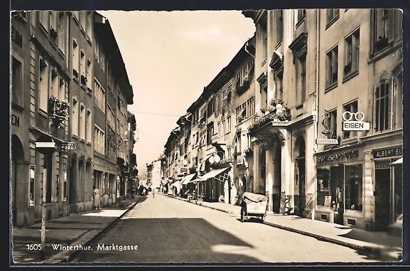 Cartoline postali: Winterthur, Marktgasse mit Apotheke und  – Usato da Berlin venduto da bartko-reher