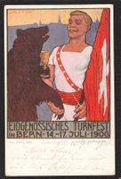 Eidg. Turnfest Bern 1906 , Off. Stempel rot u. schwarz !