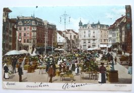 Basel Marktplatz 1904, gelaufen nach Frankreich