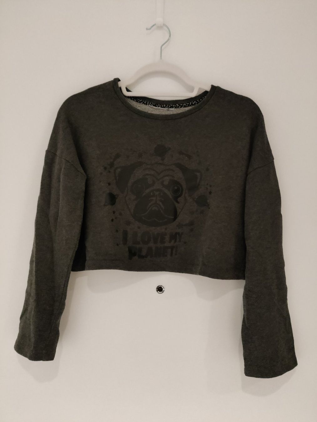 Maglioni & Felpe: Cooles Cropped Sweatshirt mit Hund-Motiv, Grösse S – Usato da Birmensdorf ZH venduto da Nebuliane