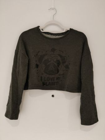 Cooles Cropped Sweatshirt mit Hund-Motiv, Grösse S