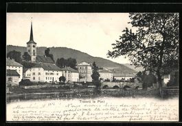 AK Travers, le Pont, L'Eglise, 1901