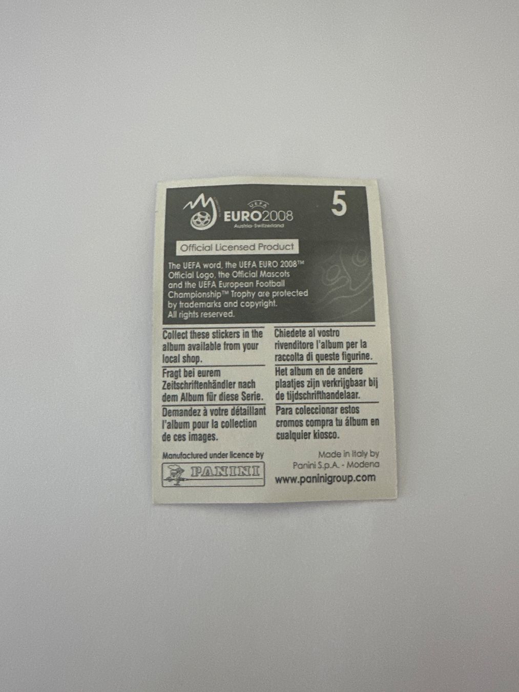Panini Sammelbilder & Trading cards: Panini UEFA EM 2008 Sticker - Nr. 5 – Gebraucht aus Sulz AG von DealWerk 1