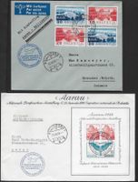 1938 zwei Briefe AARAU Sonderflug Block + Marken Top ab 1.-