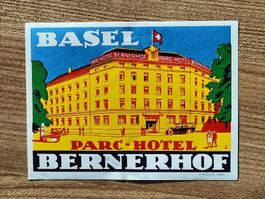 Litho Koffer Werbe Vignette / Basel - Parc Hotel Bernerhof 