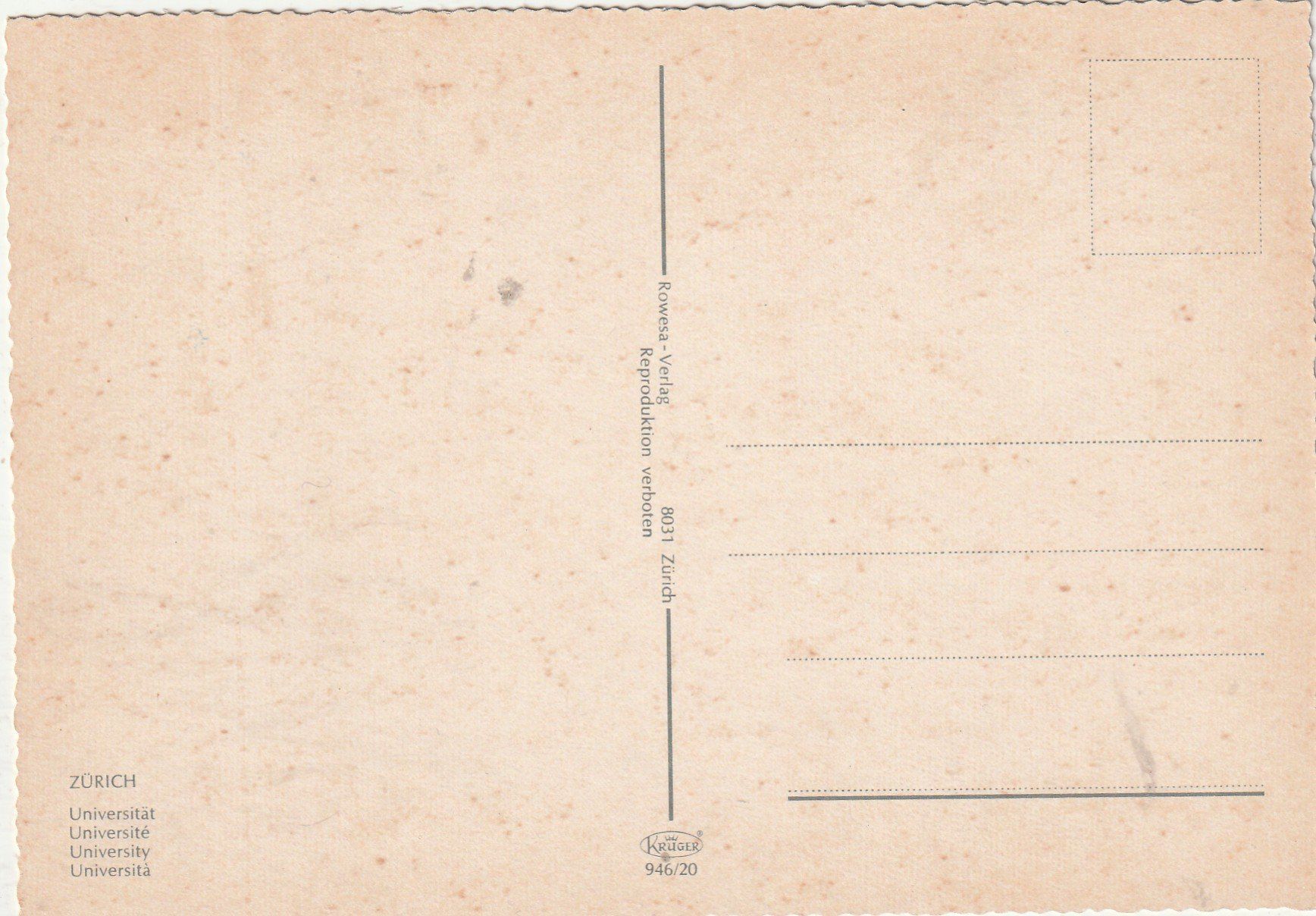 Cartoline postali: Zürich Universität – Usato da Lumbrein venduto da made02 1