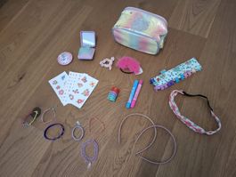 Mädchenset: Haarschmuck, Spiegel, Necessaire, Ketten, Tattoo