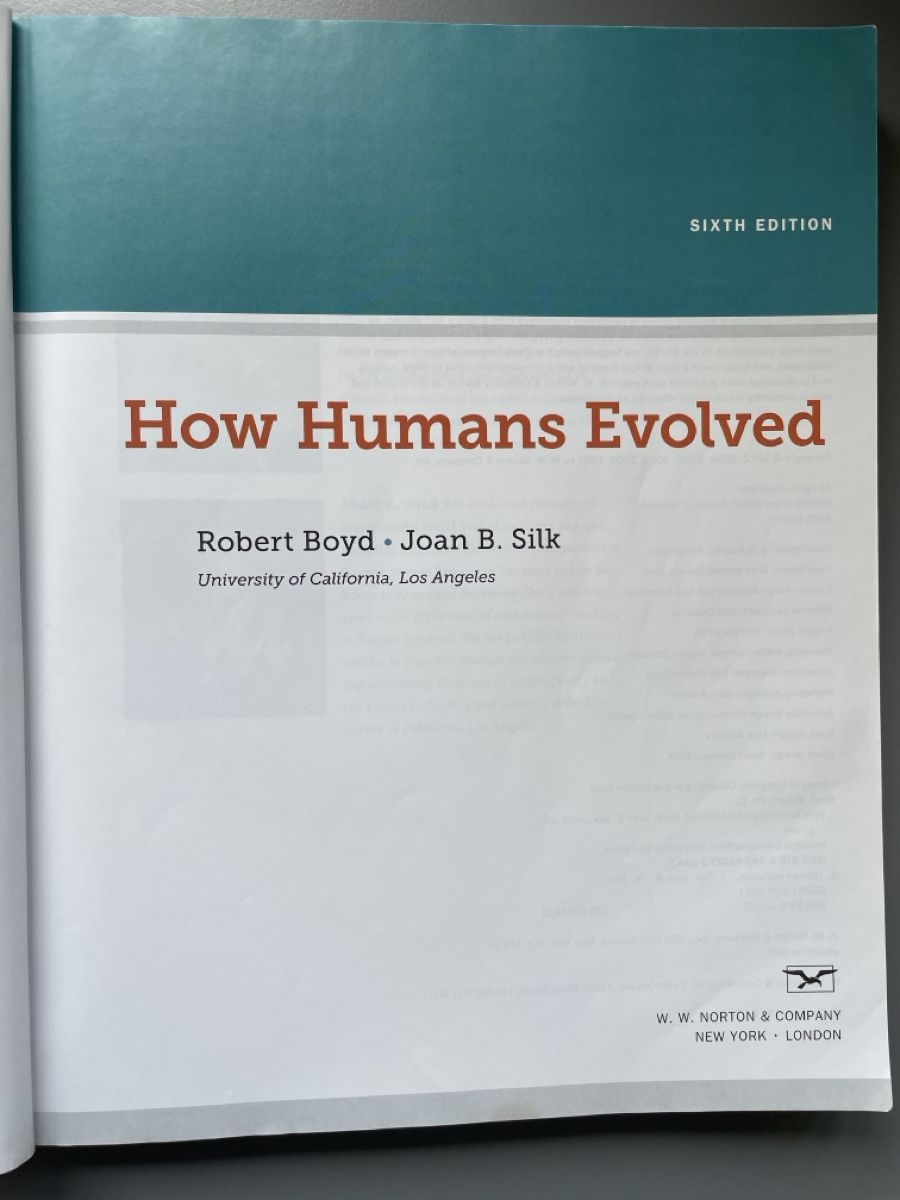 Libri: How humans evolved, 6th edition, Boyd & Silk – Usato da Zürich venduto da ehupp 1