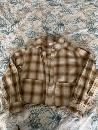 Camicetta a quadri marrone Zara taglia XS