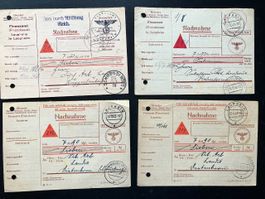 4 Nachnahmen vom deutschen Finanzamt 1938-43