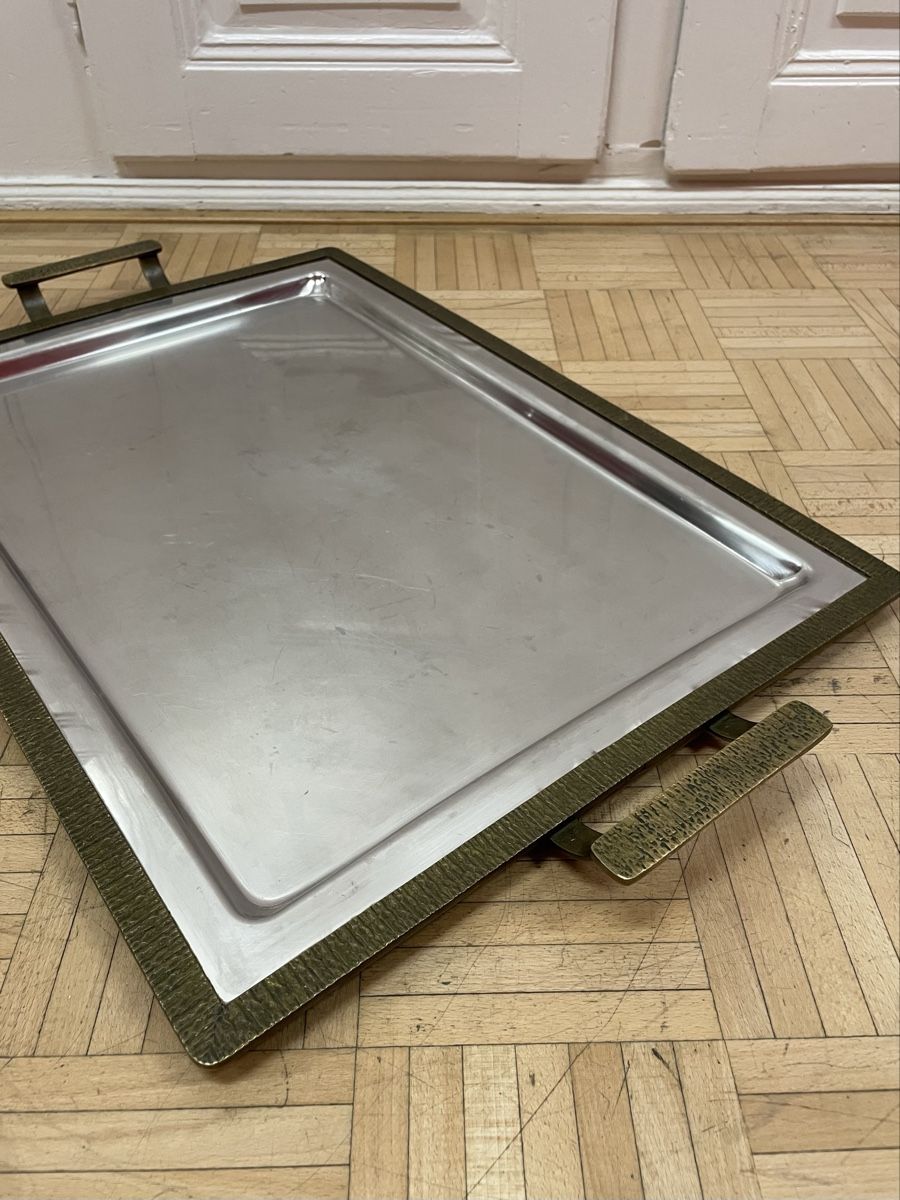 Servierplatten: Kolossales Bronze Serviertablett Brutalismus Tablett vintage – Gebraucht aus Zürich von Vintagewiesel