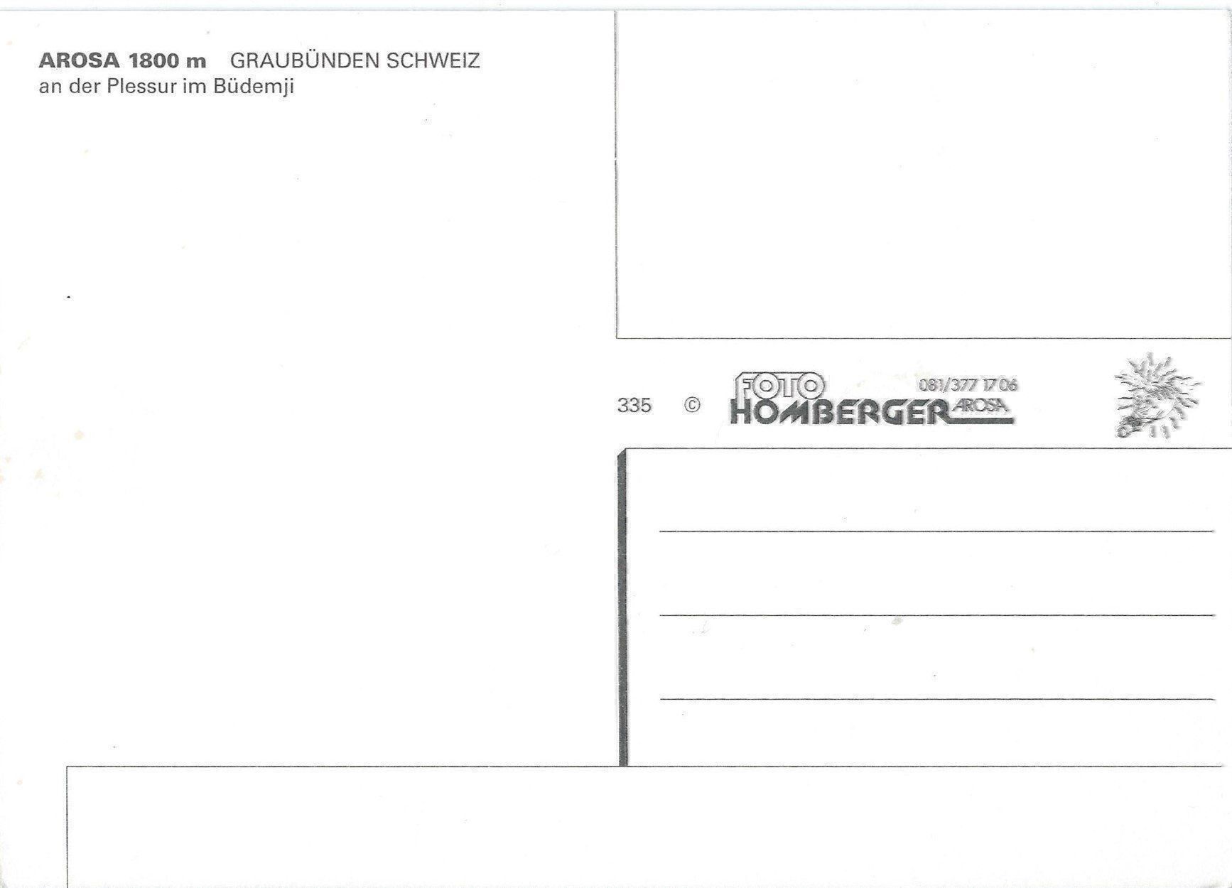 Ansichtskarten: Arosa GR – Neu (gemäss Beschreibung) aus Rothrist von Stranglehold 1