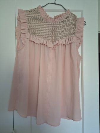 Chemisier rose poudré avec dentelle