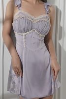 Lusso e romantico sottoveste di raso lilla pizzo M/L