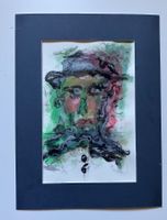 Peinture forte portrait homme valaisan au chapeau ...