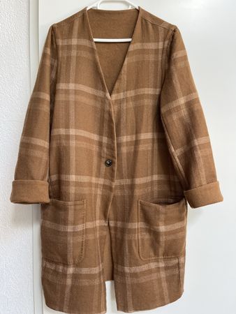 Mantel Closed kariert braun Grösse S Oversized 