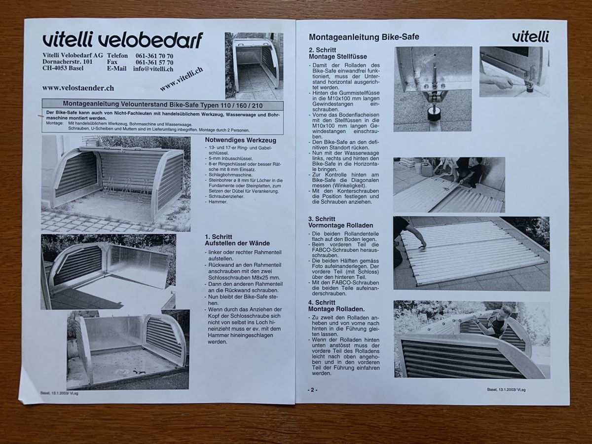 Abris: Vitelli Bike-Safe Velobox – D'occasion à Riehen par 4dog 7