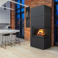 Kaminofen 8kW Eck Kamin Holzofen schwarz rechts/links 180cm