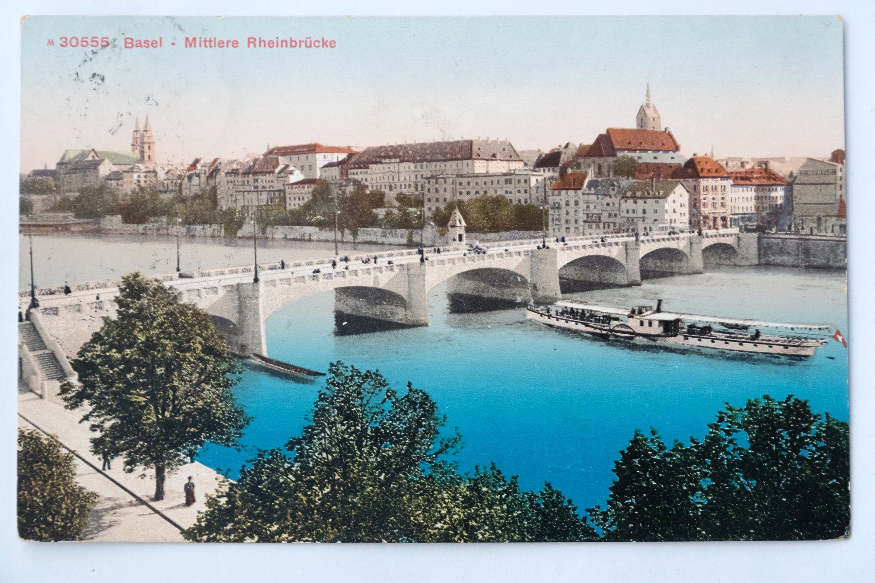 Cartoline postali: 2 Ansichtskarten Basel Mittlere Brücke um ca. 1920 – Usato da Ehrendingen venduto da nicoro50