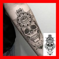 Temporär Fake Tattoo Totenkopf Schädel Skull Halloween Bone