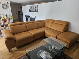 Echtleder Ecksofa mit elektrischer Relaxfunktion