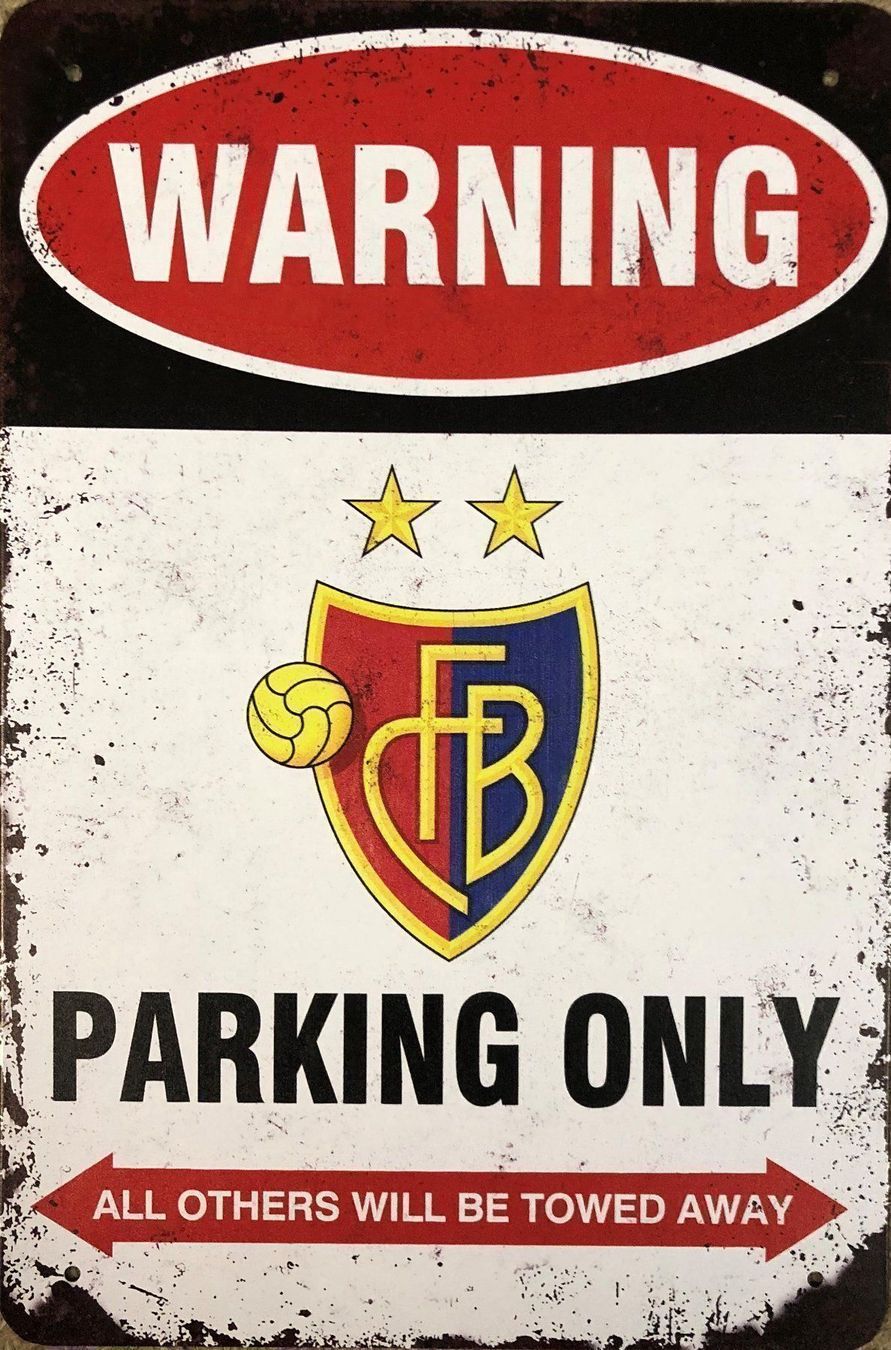 Schilder: FC Basel Parking only Blechschild 1893 Jakobs Park Englisch – Neu und originalverpackt aus Dättlikon von easythings