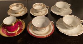 5 Porzellan Esspressotassen Goldrand Vintage