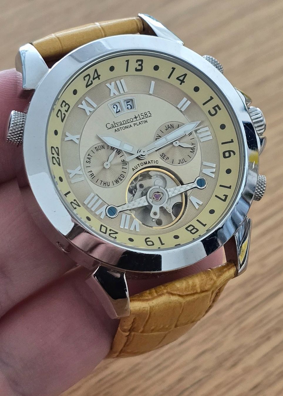 Longines Orologi: CALVANEO 1583 ASTONIA PLATIN SUNBRUSHED CHRONO AUTOMATIC – Usato da Neftenbach venduto da Taschen-Uhren 2