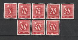 SUISSE 1938 - Timbres-Taxe chiffres et croix (grillé) **